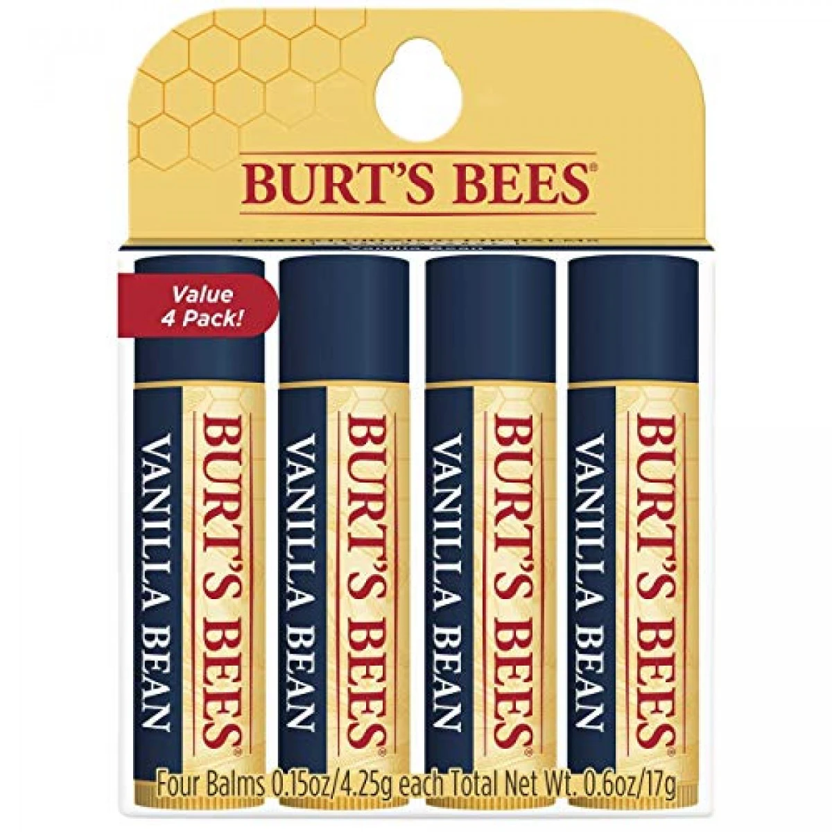 Burt's Bees 100% Natural Moisturizing Lip Balm, Vanilla Bean - 4 Tubes 3 Burt's Bees 100% Natural Moisturizing Lip Balm, Vanilla Bean - 4 Tubes