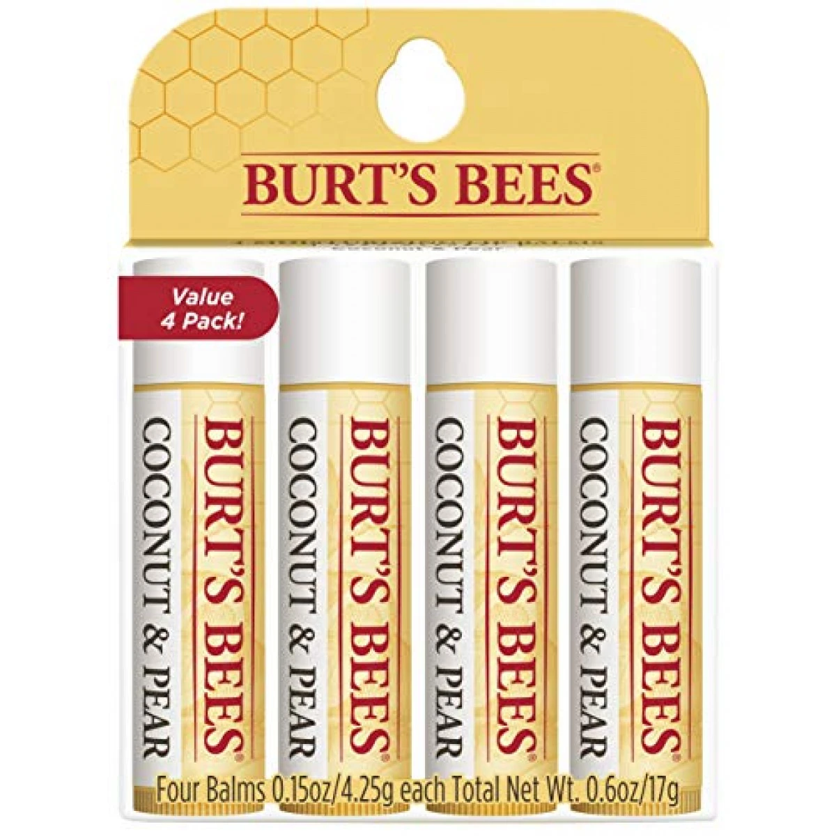 Burt's Bees 100% Natural Moisturizing Lip Balm, Coconut & Pear With Beeswax & Fruit Extracts - 4 Tubes 3 Burt's Bees 100% Natural Moisturizing Lip Balm, Coconut & Pear With Beeswax & Fruit Extracts - 4 Tubes