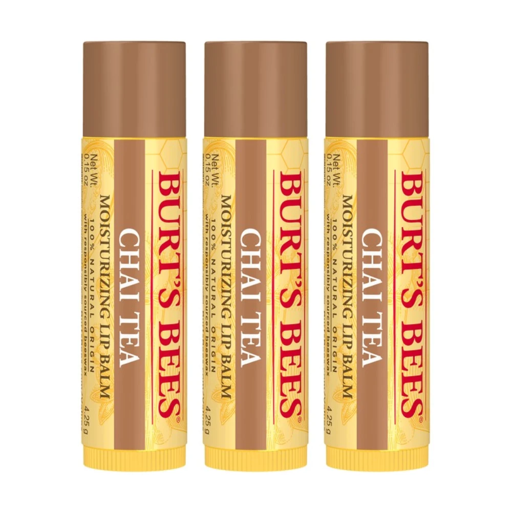 3 X Burt's Bees Chai Tea Lip Balm 4.25g 3 3 X Burt's Bees Chai Tea Lip Balm 4.25g