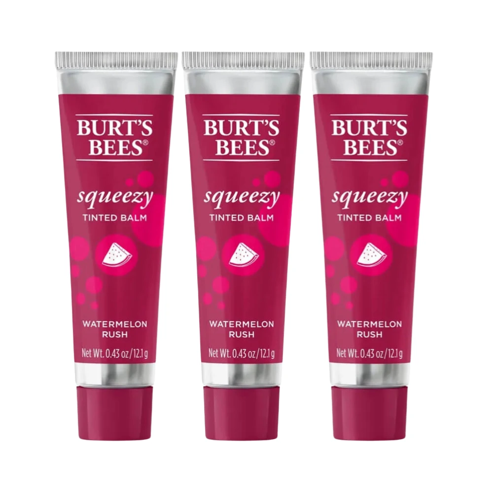 3 X Burt's Bees Squeezy Tinted Lip Balm 12.1g - Watermelon Rush 3 3 X Burt's Bees Squeezy Tinted Lip Balm 12.1g - Watermelon Rush
