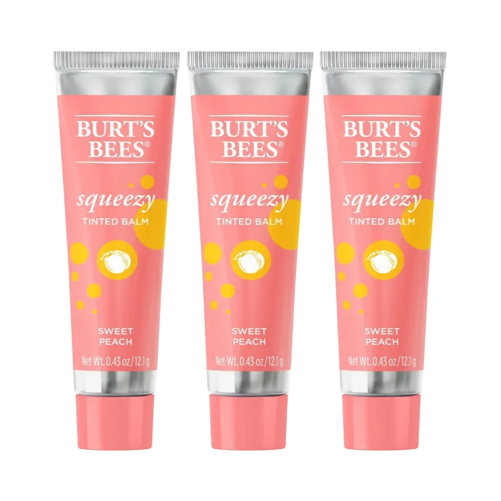 3 X Burt's Bees Squeezy Tinted Lip Balm 12.1g - Sweet Peach 3 3 X Burt's Bees Squeezy Tinted Lip Balm 12.1g - Sweet Peach