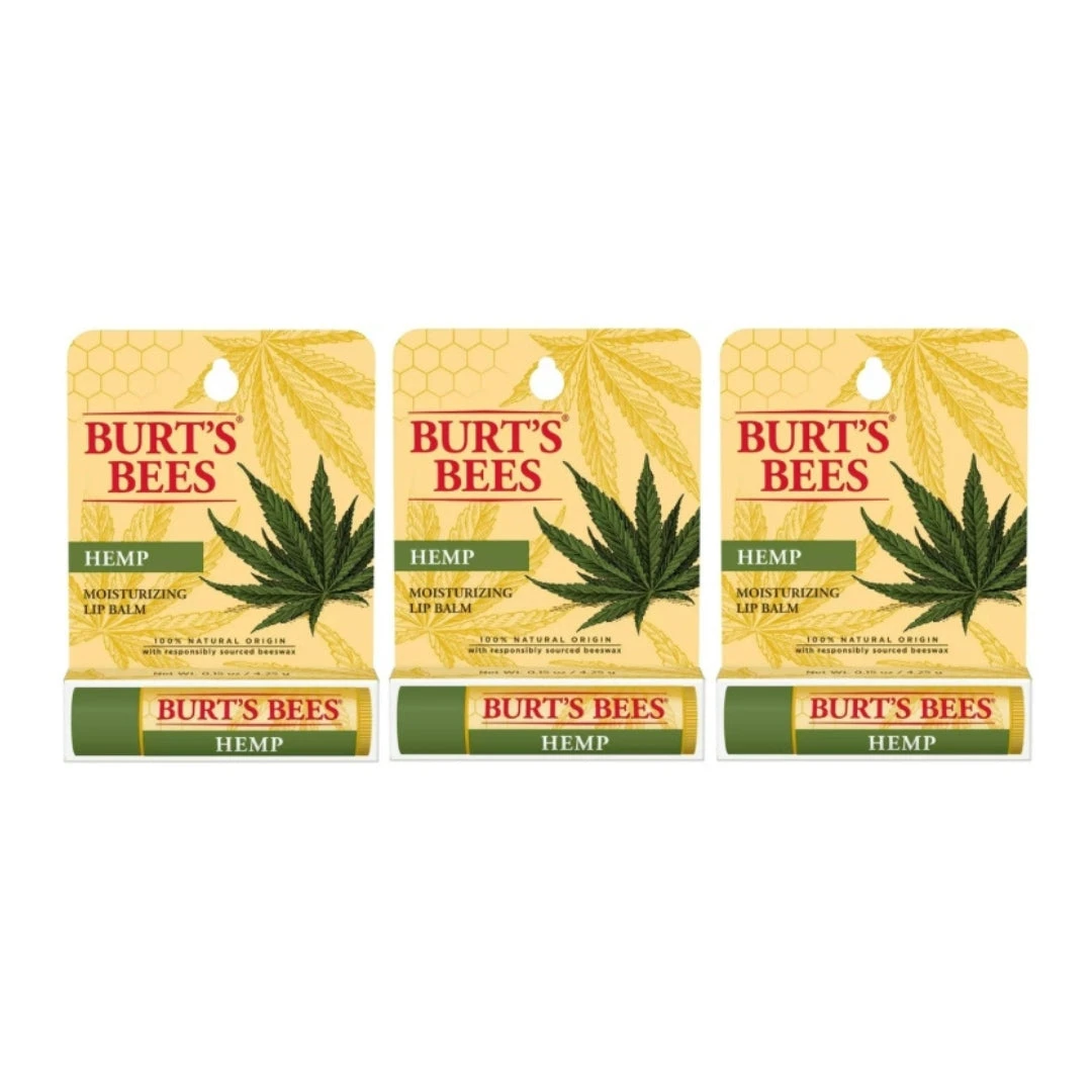 3 X Burt's Bees Hemp Lip Balm 4.25g 3 3 X Burt's Bees Hemp Lip Balm 4.25g