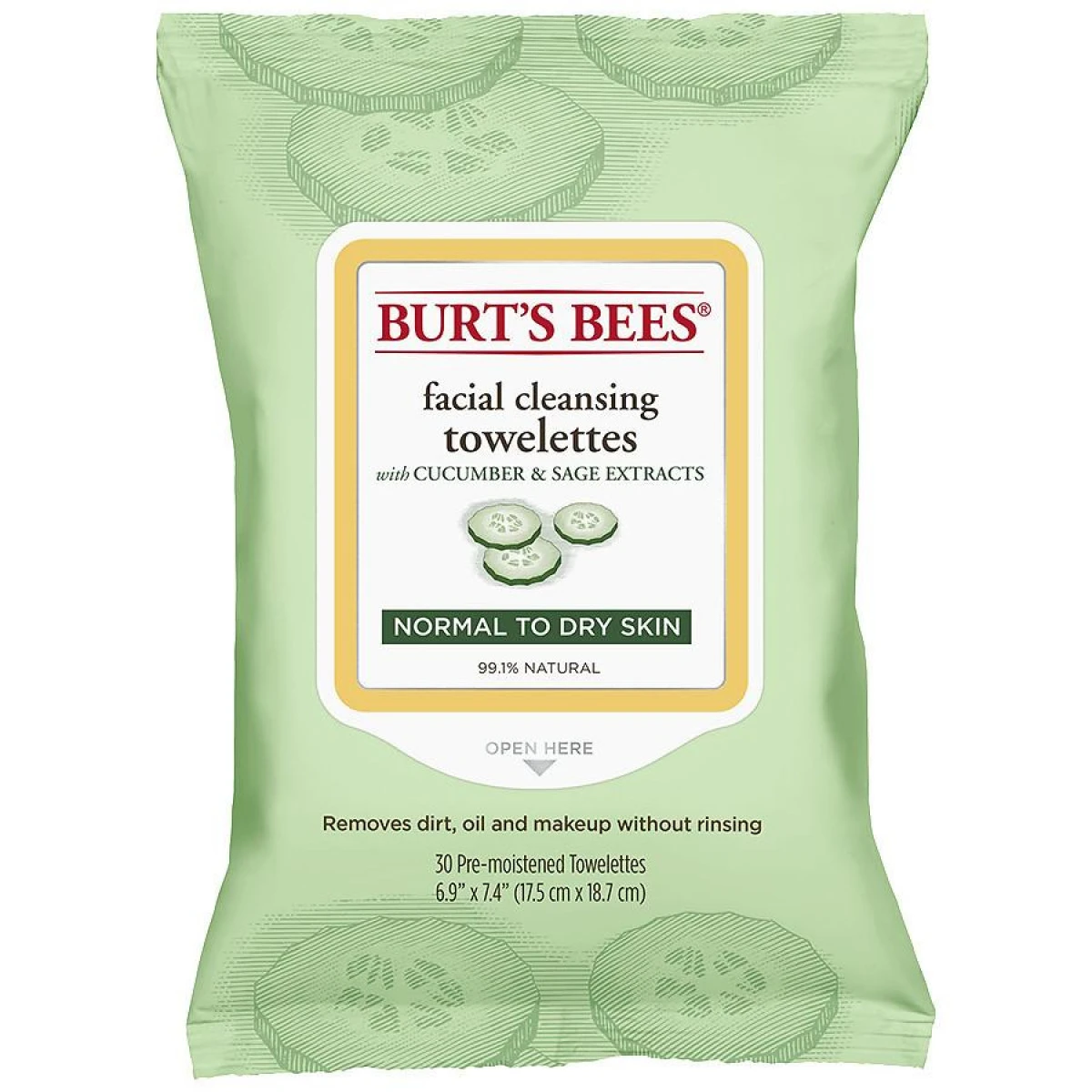 Burt's Bees Facial Cleansing Towelettes Cucumber & Sage 3 Burt's Bees Facial Cleansing Towelettes Cucumber & Sage