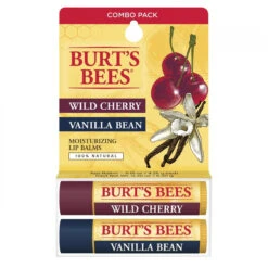 Burt's Bees 100% Natural Moisturizing Lip Balm, Wild Cherry And Vanilla Bean - 2 Tubes