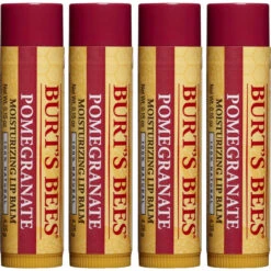 Burt's Bees 100% Natural Moisturizing Lip Balm, Pomegranate With Beeswax And Fruit Extracts, 0.15 Ounce, 4 Tubes