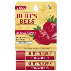 Burt's Bees 100% Natural Moisturizing Lip Balm, Strawberry With Beeswax And Fruit Extracts - 2 Tubes