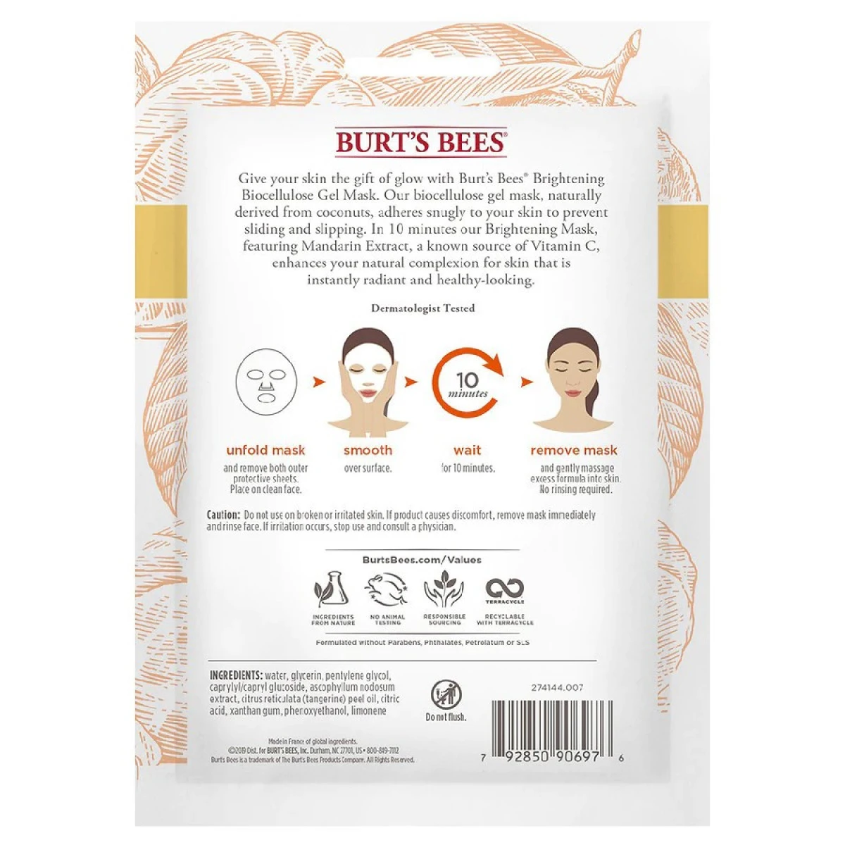 Burt's Bees Brightening Biocellulose Gel Mask 4 Burt's Bees Brightening Biocellulose Gel Mask - Image 2