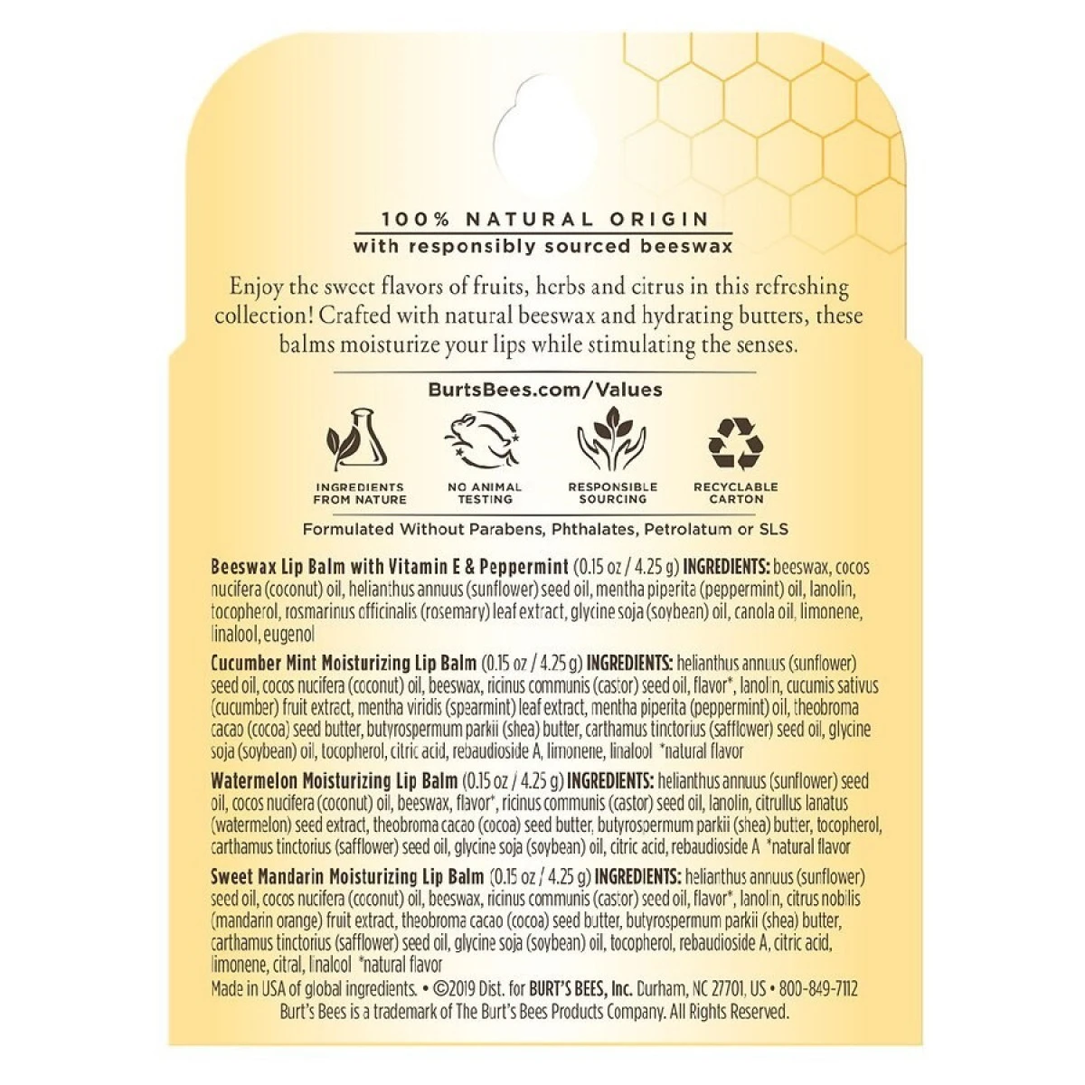 Burt's Bees Lip Balm Assorted Flavors 4 Burt's Bees Lip Balm Assorted Flavors - Image 2