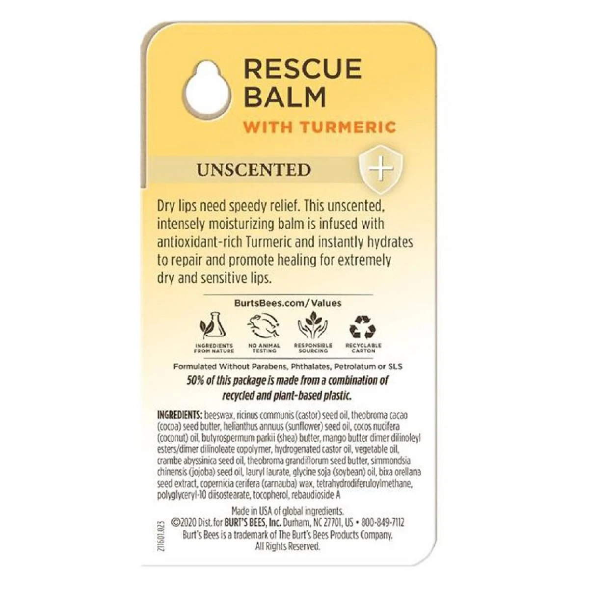 Burt's Bees Rescue Lip Balm Unscented 4 Burt's Bees Rescue Lip Balm Unscented - Image 2